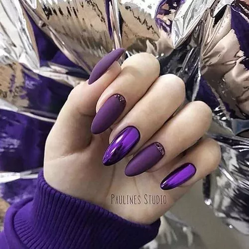 Efectos Espejo Flake Azúcar Morado 6pz Uñas Acrilico Gelish