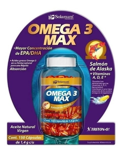 Solanum Omega 3 Max De Salmón De Alaska + Vitaminas 150 Caps