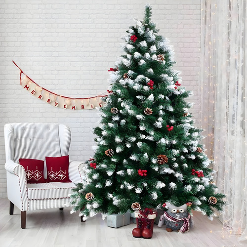 Árbol Navidad Artificial Nevado 2.1m Pino Nevado 1000 Ramas