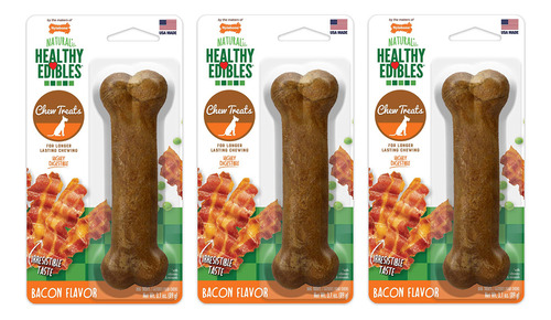 Nylabone Paquete De 3 Golosinas Masticables De Tocino Comest