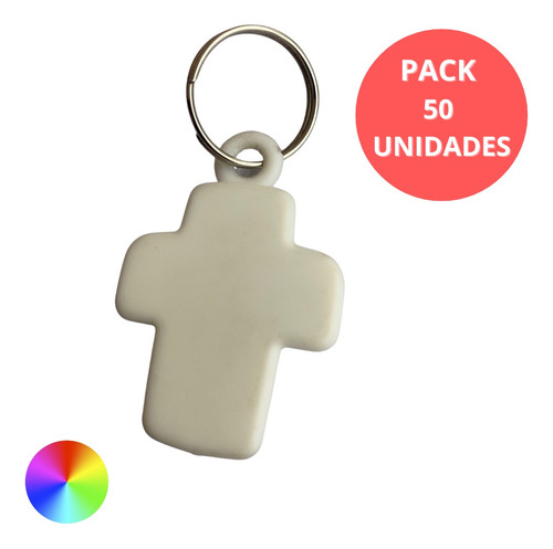 Llavero Plastico Para Sublimar Cruz X 50 Unidades Blanco