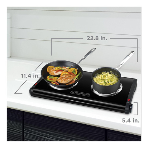 Rango De Buffet Portátil De Doble Quemador Negro+decker,