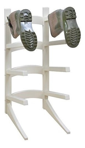 Esschert Design Boot Rack - Madera De Pino Pintada De Blanc