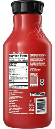 Minute Maid Zero Sugar Fruit Punch Jugo, Botella De 52 Fl Oz