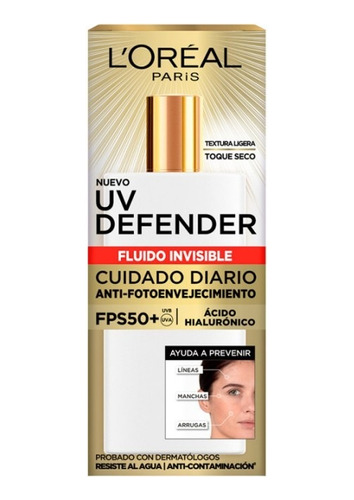 Protector Solar Loreal Paris Fps50+ Uv Defender Fluido 40gr