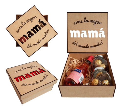 Caja Para Regalo Mdf Tapa Corte Y Grabado Día De Las Madres