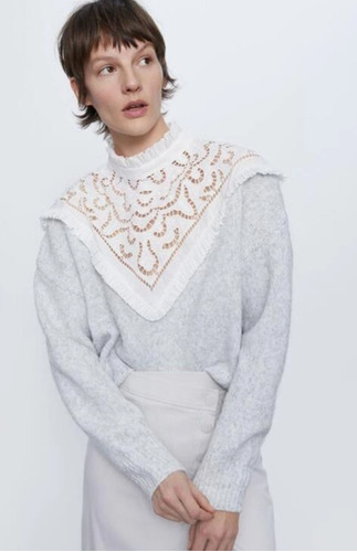 Sweater Zara Lana Marca Abrigado