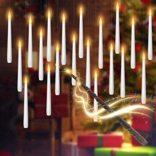 Velas Flotantes Sin Llama Con Varita, 20 Velas Led Mágicas P