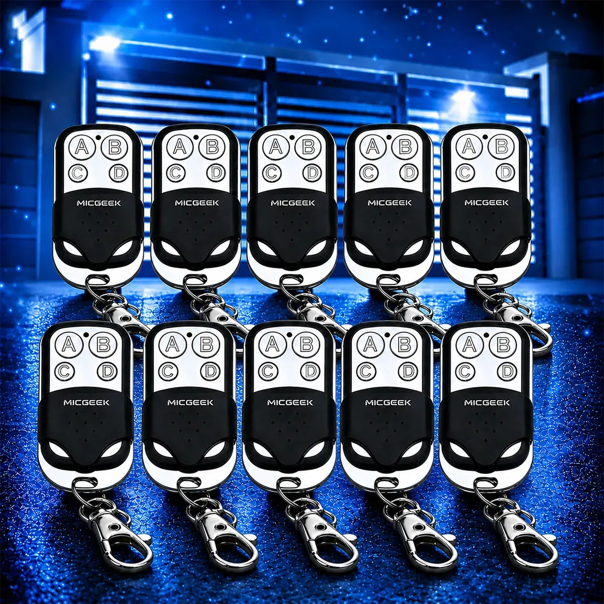 Kit 10 Controle Remoto 4 Botões Para Portão Eletrônico Automatico 433mhz Micgeek