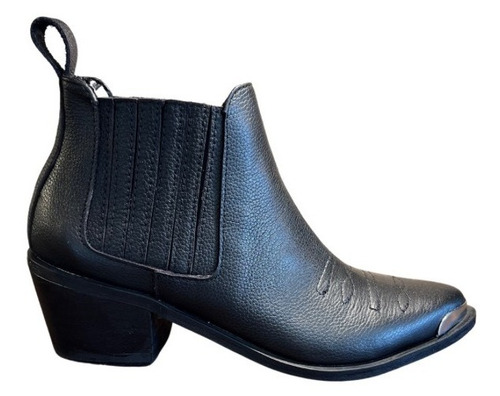 Imagen 1 de 6 de Bota Texana Mujer Caña Baja Cuero Elastico