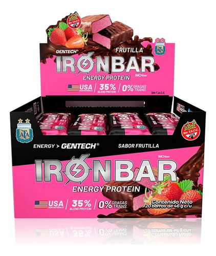 Suplemento En Barra Iron Bar Gentech. En Caja X20u Chocolate