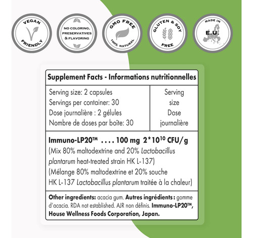 Suplemento Supersmart Lactobacillus Plantarum Postbiotic 20b