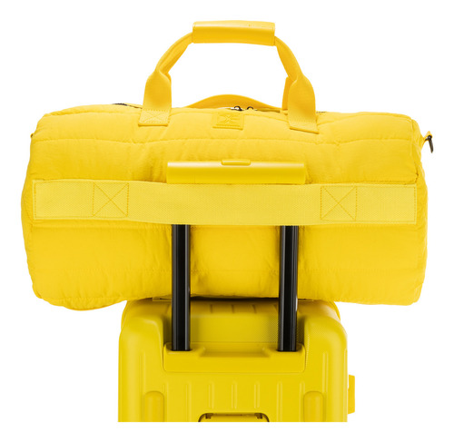 Duffle Bag De Viaje Cloe Grande Diseño Acolchado Color Amarillo