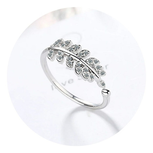 Anillo Hojas De Olivo En Zircón Ajustable Regalo Mujer