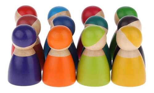 Un Conjunto De Little Rainbow Peg Dolls Colorized Painted