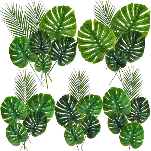Winlyn 27 Pcs Surtido Falso Tropical Leaf Stems Set Decorati