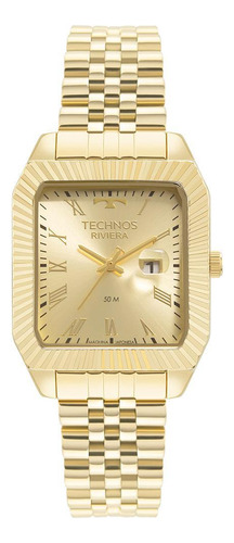 Relógio Feminino Quadrado Dourado Technos 2015cee/1d