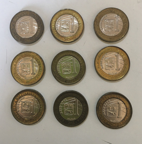 Monedas De 1 Bolivar ( 9 Monedas ) Año 2012 ** No Envios **