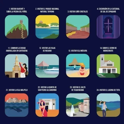 Imagen 4 de 4 de Poster 100 Cosas Que Hacer En Colombia
