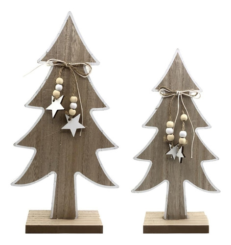 Set 2 Árboles De Navidad Rústicos 25-31 Cm- Universo Mágico-