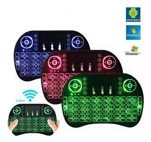 Teclado Bluetooth Smart Touchpad Qwerty Negro Con Luz Azul Negro