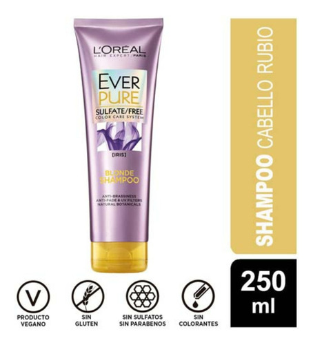  Shampoo Rubios 250ml Vegano Ever Pure Blonde - Loreal