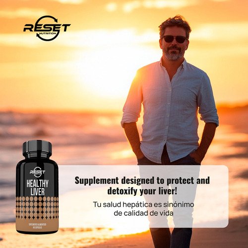 Reset Nutrition Healthy Liver 90 Cápsulas Suplemento Alimenticio para Desintoxicación Hepática, Protección del Hígado, y Salud Digestiva