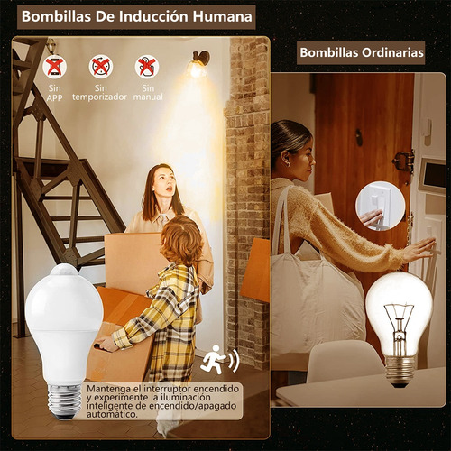 Focos Ahorrador Con Sensor De Movimiento Luz Led 9w 3pcs E27