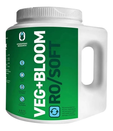 Veg+bloom Ro/soft 2.275kg Nutricion Base Hidroponia 