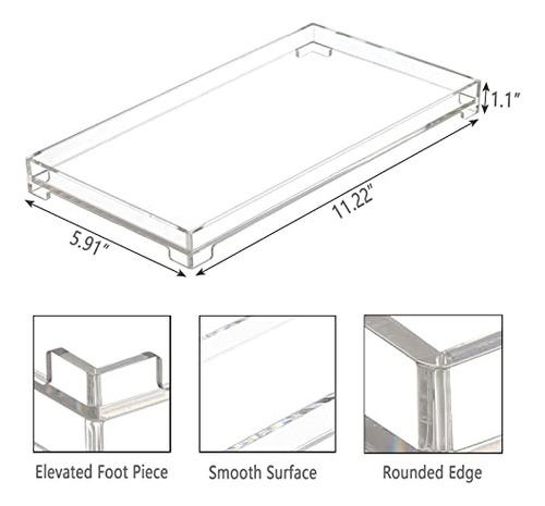 Bandeja De Almacenamiento Rectangular De Acrílico Para Baño