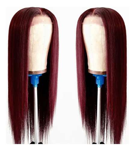 Peluca De Moda For Mujer Con Pelo Largo Y Liso Burdeos