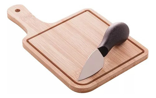 Conjunto Para Queijo Tábua De Bambu E Faca 12x20 Cm Cor Madeira