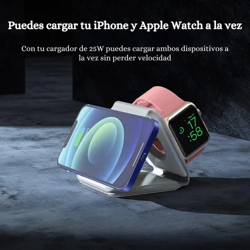 Cargador inalámbrico 3 en 1 para iPhone, Apple Watch y Airpods