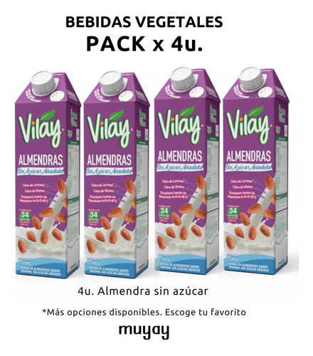 Pack 4 Leches Vegetales Vilay 1 Lt - Bebidas Vegetales