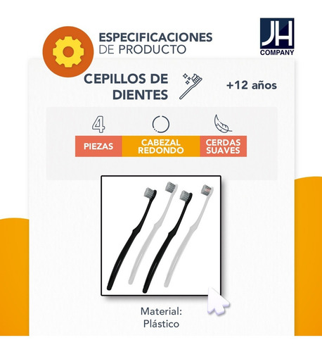 Set 4pzs Cepillo Dental Redondo Cerda Suave Plastico Ys-01