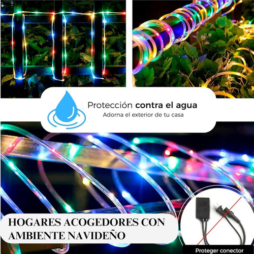 Manguera De Luz Led Luxvi 10m 8 Modos 200 Leds Ip65 Paq 4pzs Luces Multicolor
