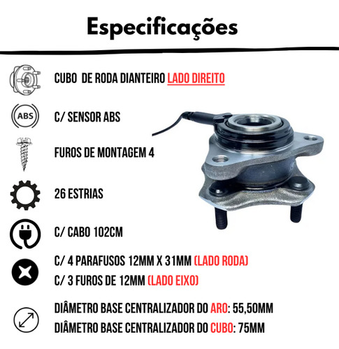Cubo Roda Dianteiro Ld Etios 1.3 1.5 16v Com Abs Com Sensor