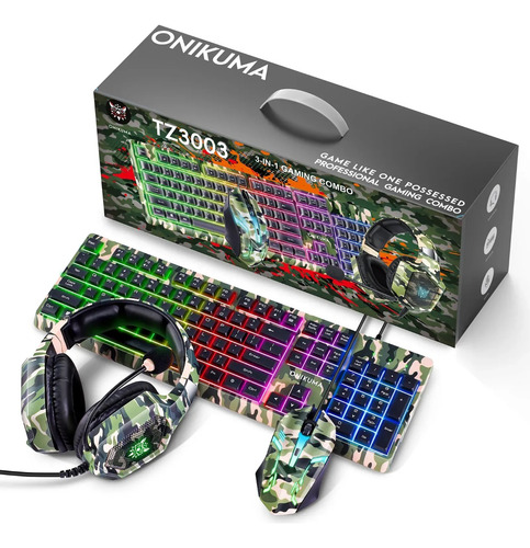 Set Gamer Onikuma 3 En 1 Modelo Tz3003 Camu Gaming Combo