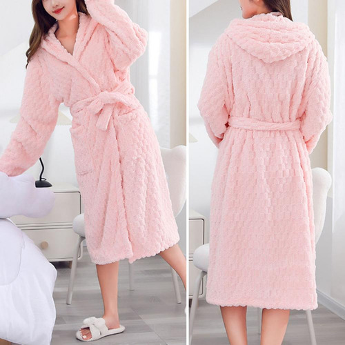 Bata De Franela Para Mujer, Ropa De Dormir De Franela, Felpa
