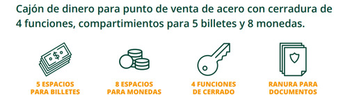 Cajón De Dinero Acero Laminado Con Sensor De Apertura Negro