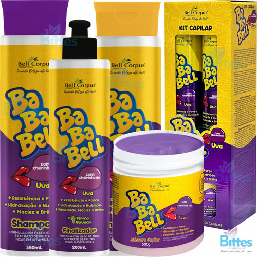 Kit Bababell Uva Bell Corpus Perfumado Força Brilho Fios