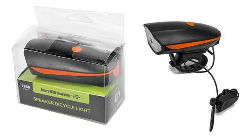 Luz Led Farol Delantera Recargable Con Bocina Bicicleta Bici