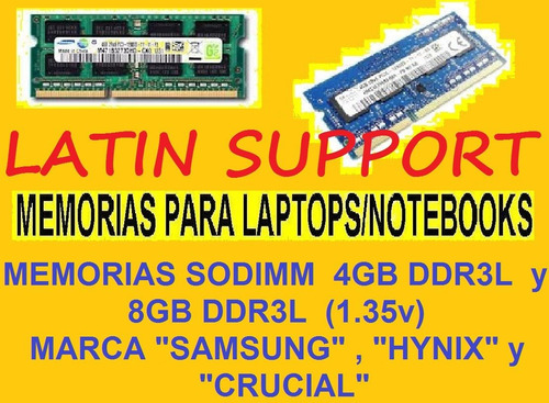 Memoria Para Laptop 4gb Ddr3l / 1.35v - 8gb Ddr3l Nuevas ***