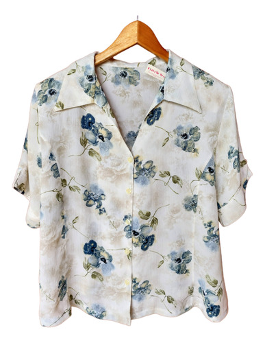 Camisa Vintage Beige Floreada Mujer 