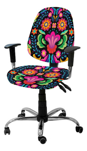 Funda Para Silla De Oficina Con Patrón Floral Colorido Mexic