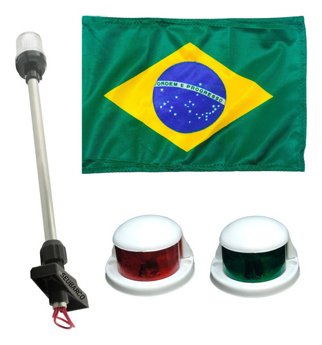 Kit Mastro Com Luz, Bandeira E Luz De Proa Bombordo Boreste