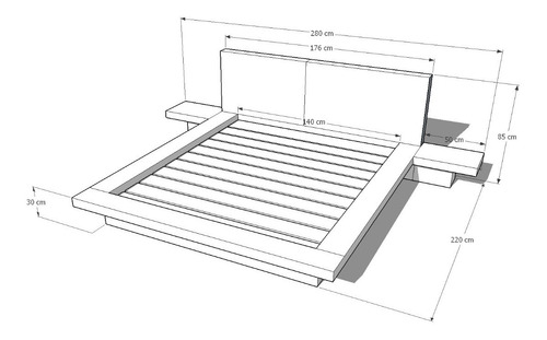 Imagen 2 de 5 de Cama Doble Moderna En Madera Lacado Ref: Hera.
