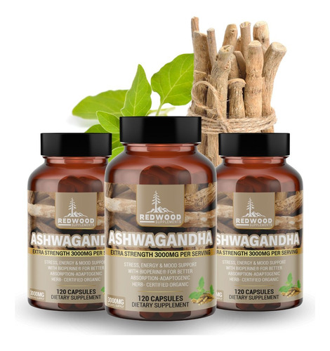 Ashwagandha 3000mg Extra Fuerte Formula Anti Estrés X3