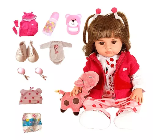 Boneca Bebe Reborn Silicone Girafinha Menina 48cm Realista