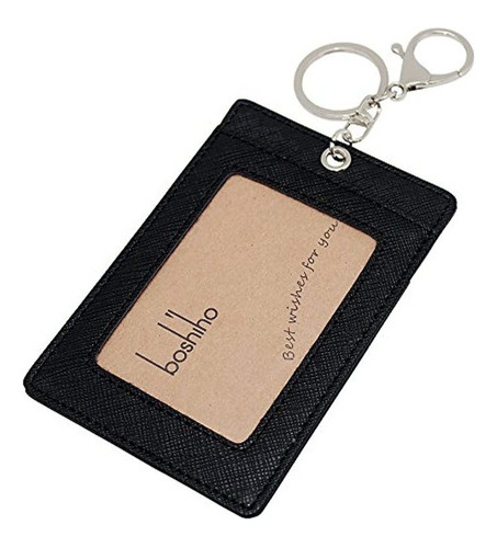 Funda Vertical De Piel Para Tarjeta De Identificacion Con C